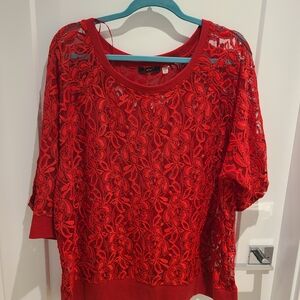 Dex Red Floral Lace Blouse